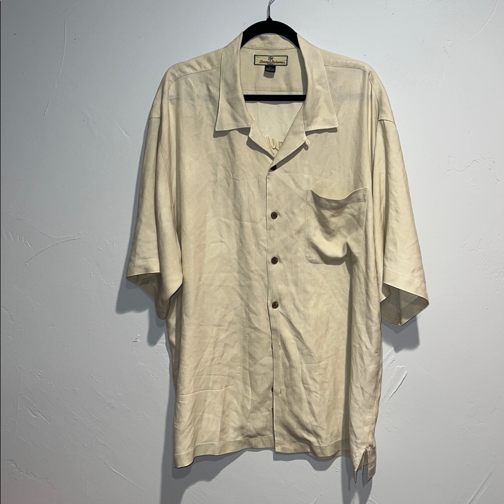 MENS Tommy Bahama Silk Camp Brown Cigar Club Pinup Embroidered Shirt